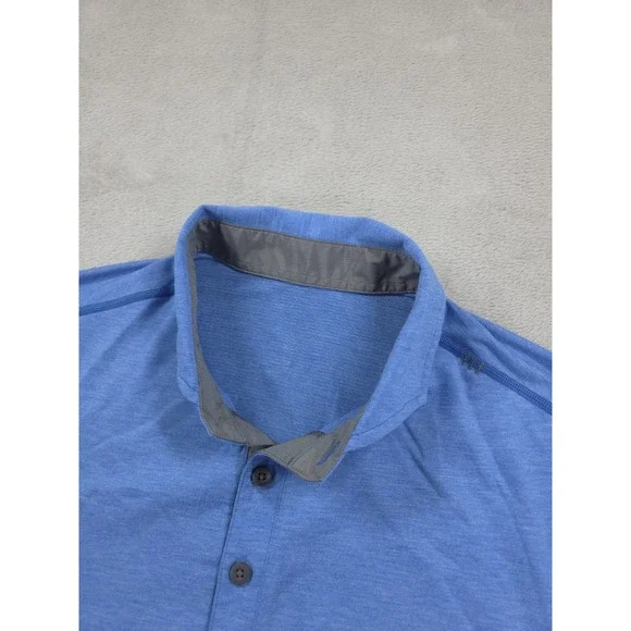 Lululemon Polo Shirt Mens Medium Performance Stretch Short Sleeve Blue - Picture 3 of 7